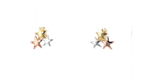 Italian 14kt Tri-Colored Gold Stars Stud Earrings
