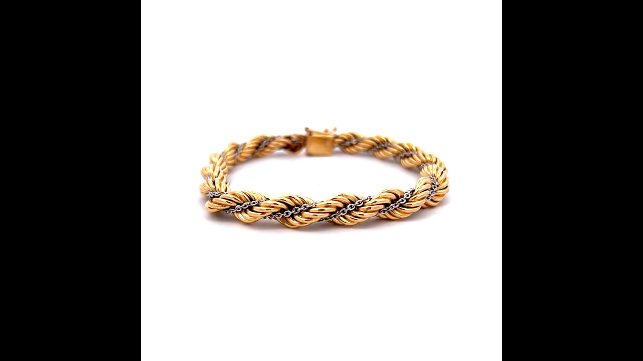 Two-Tone Twisted Rope Bracelet in 14k Yellow & White Gold 