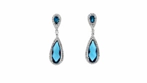 6.50 ct. t.w. London Blue Topaz Drop Earrings with .70 ct. t.w. Diamonds in 14kt White Gold