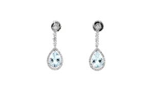 3.20 ct. t.w. Aquamarine Drop Earrings with .46 ct. t.w. Diamonds in 14kt White Gold