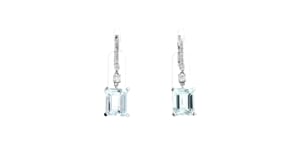 6.25 ct. t.w. Aquamarine Drop Earrings in .27 ct. t.w. Diamonds in 14kt White Gold
