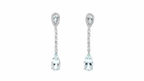 4.00 ct. t.w. Aquamarine and .48 ct. t.w. Diamond Drop Earrings in 14kt White Gold