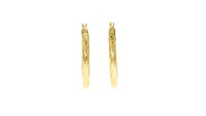 Italian Fluted 14kt Yellow Gold Oval Hoop Earrings. 1