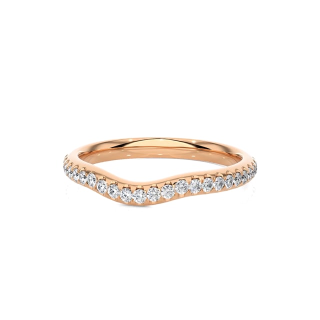 0.45 Karat geschwungener Memoire Ring mit Labordiamanten (rundherum besetzt) aus Rotgold