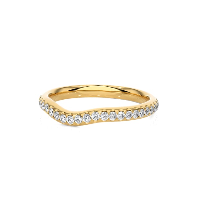 0.45 Karat geschwungener Memoire Ring mit Labordiamanten (rundherum besetzt) aus Gelbgold
