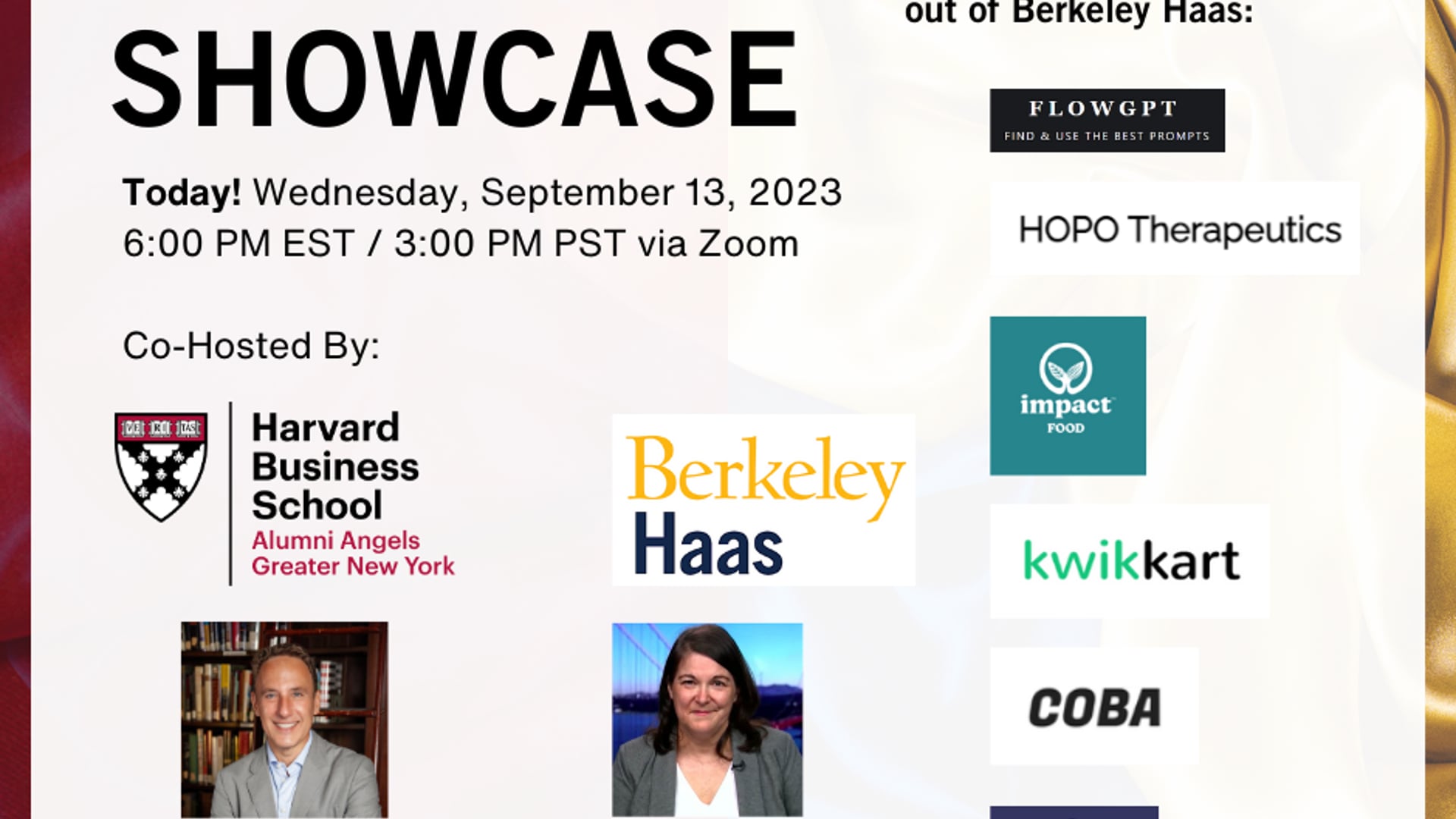 Startup Showcase - Berkeley Haas Alumni x HBS Alumni Angels of NY (9/13/23)