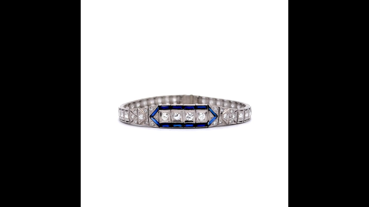 Antique Art Deco Sapphire Bracelet in 14k White Gold – Filigree