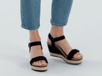 Sydney Quarter Strap Espadrille Wedge - Black