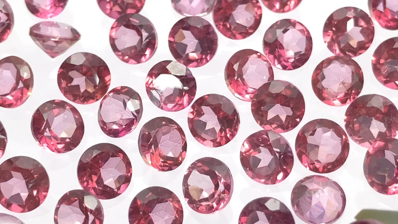 宝石質ピンクトパーズ AAA ルース ラウンドファセットカット5×5mm 5粒