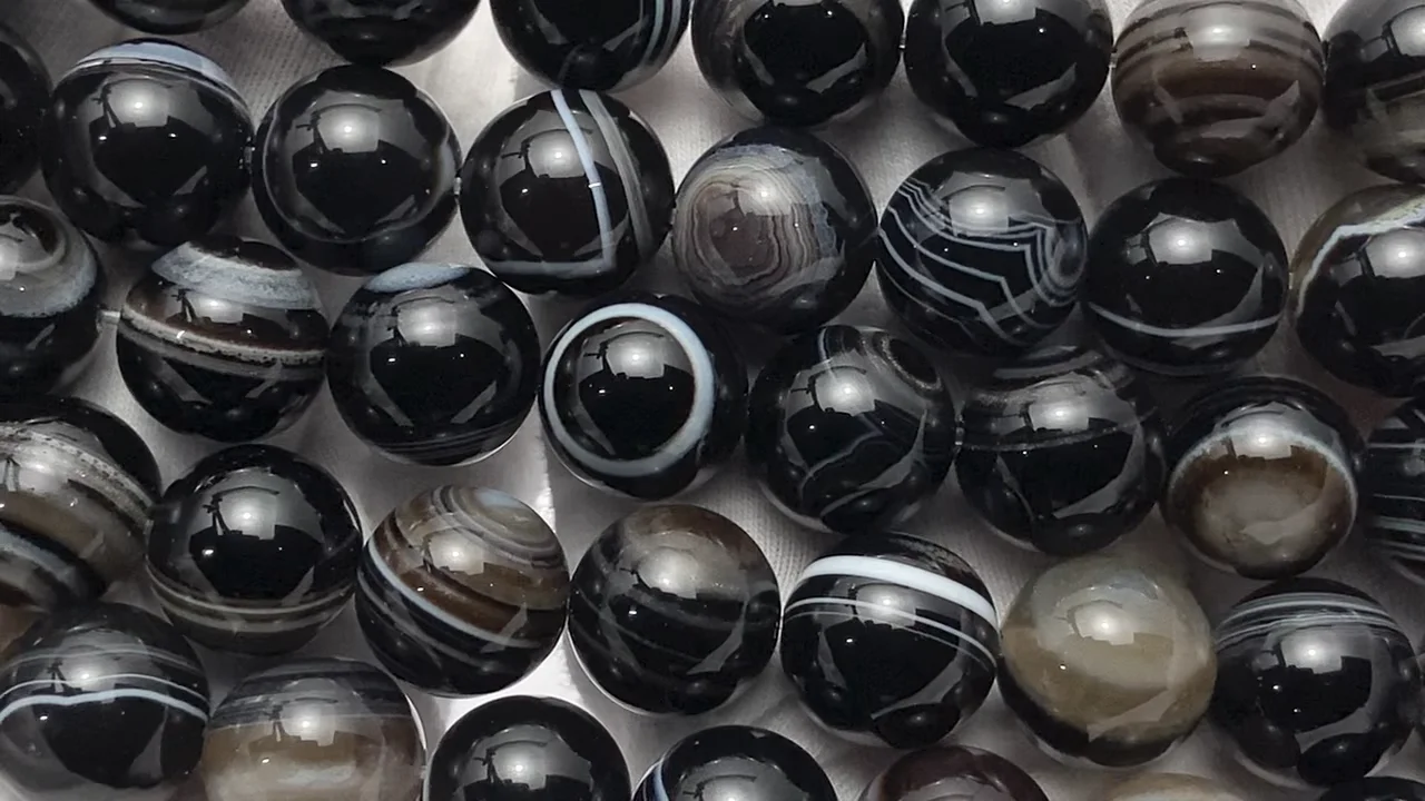 チベットアゲート（天眼石） ラウンド12mm 1連｜天然石ビーズの卸問屋