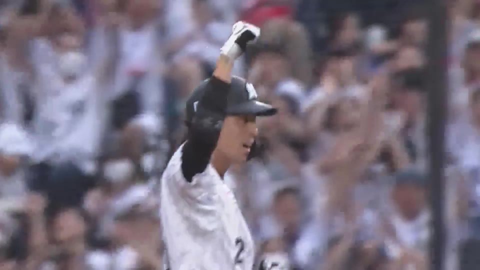 【7回裏】初球を捉えて逆転!! マリーンズ・岡大海 代打で2点タイムリーヒットを放つ!!  2023年10月1日 千葉ロッテマリーンズ 対 埼玉西武ライオンズ