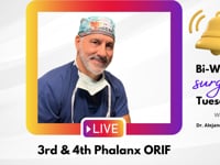 Tuesday at Badia Hand to shoulder center: Officer Ramirez 3rd & 4th phalanx ORIF