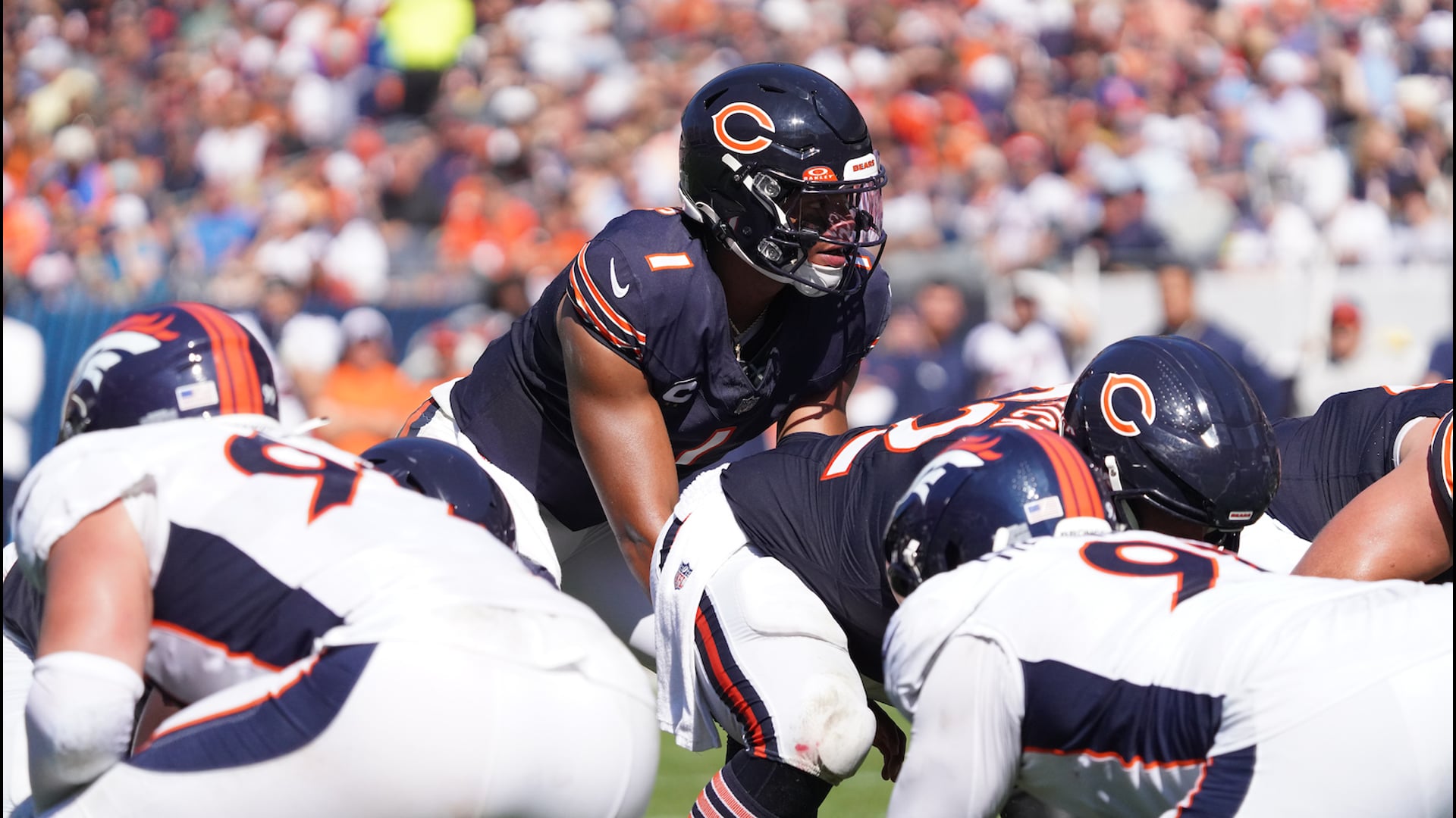 Bears Offensive Huddle Orange Uniforms - Marquee Sports Network