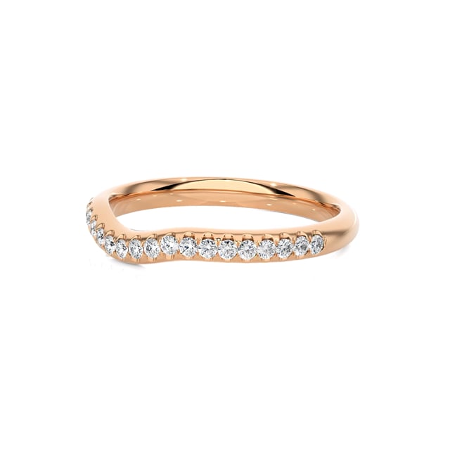 0.25 Karat geschwungener Memoire Ring mit Labordiamanten (halb besetzt) aus Rotgold