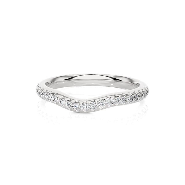 0.25 carat curved lab grown diamond eternity ring (half set) in white gold
