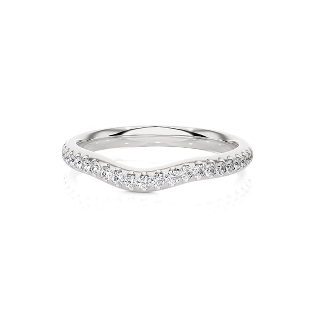 0.25 carat alliance courbe (demi-tour) en or blanc et diamants de laboratoire