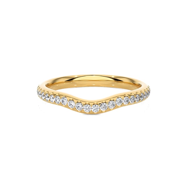 0.25 Karat geschwungener Memoire Ring mit Labordiamanten (halb besetzt) aus Gelbgold