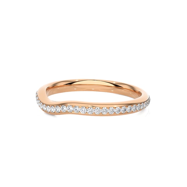 0.41 Karat geschwungener Memoire Ring mit Labordiamanten (rundherum besetzt) aus Rotgold