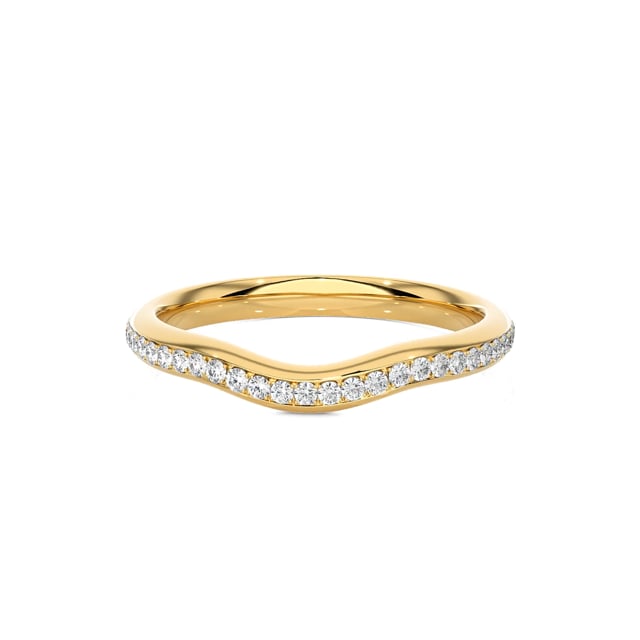 0.41 Karat geschwungener Memoire Ring mit Labordiamanten (rundherum besetzt) aus Gelbgold