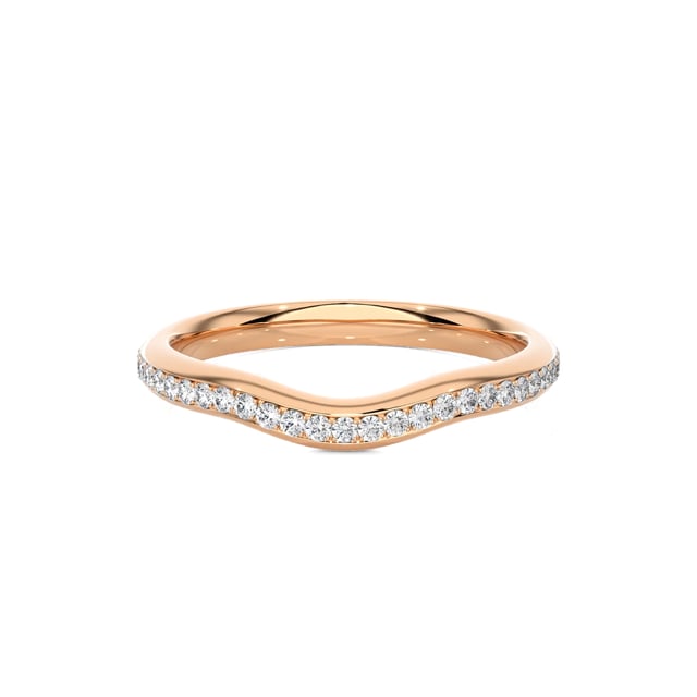 0.23 Karat geschwungener Memoire Ring mit Labordiamanten (halb besetzt) aus Rotgold