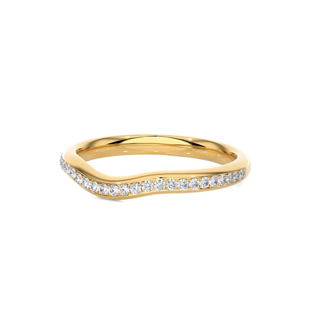 0.23 Karat geschwungener Memoire Ring mit Labordiamanten (halb besetzt) aus Gelbgold