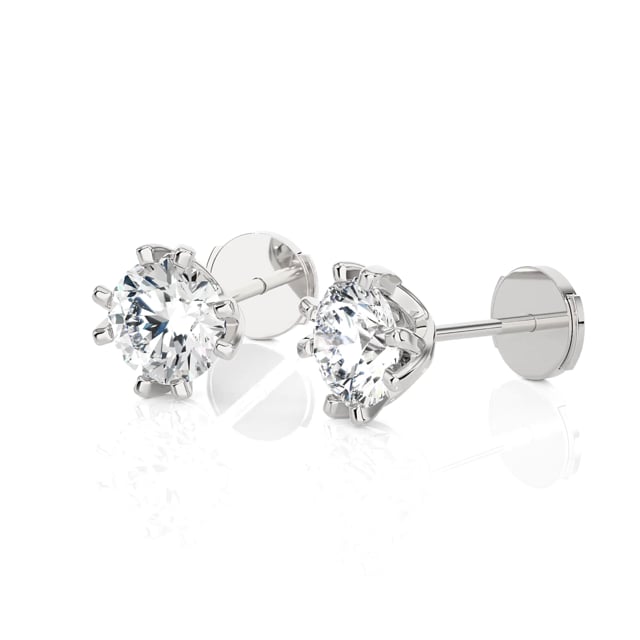 2.00 carats boucles d'oreilles solitaires en or blanc avec huit griffes