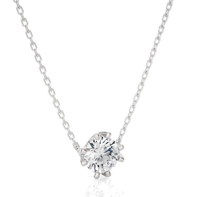 1.00 carat solitaire pendant in white gold with round lab grown diamond