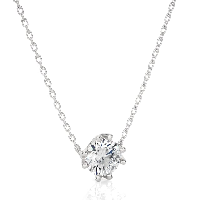 1.00 carat pendentif solitaire en or blanc avec diamant de laboratoire rond