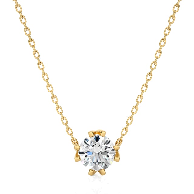 2.50 Karat Solitär Anhänger aus Gelbgold mit rundem laborgezüchtetem Diamant
