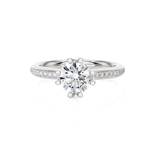 1.00 carats bague solitaire en or blanc avec diamants de laboratoire ronds (tour complet)