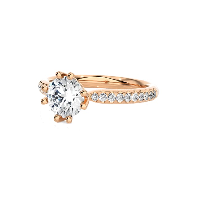 2.50 carat solitaire lab grown diamond ring in red gold with lab grown side diamonds