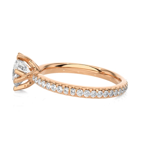 1.20 Karat Solitärring mit Labordiamant aus Rotgold mit runden Labordiamanten (rundherum besetzt)