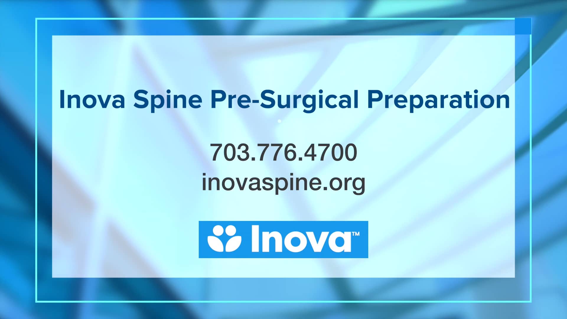 Inova Spine Pre-surgical Preparation on Vimeo