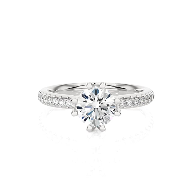 1.00 carat solitaire lab grown diamond ring in white gold with round lab grown diamonds (full set)