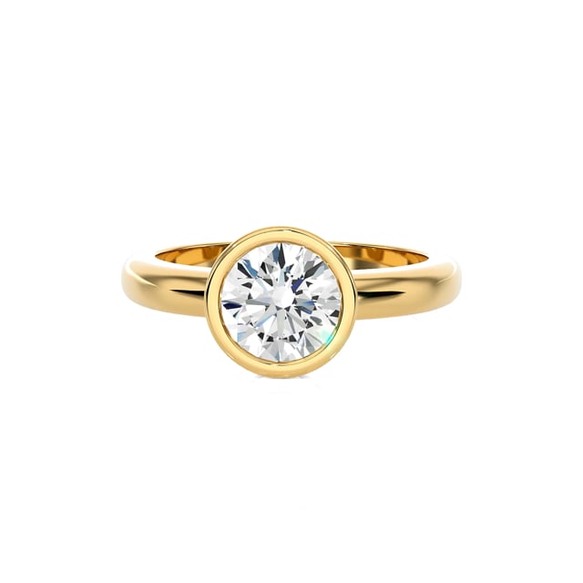 5.00 carat solitaire ring in yellow gold with round lab grown diamond