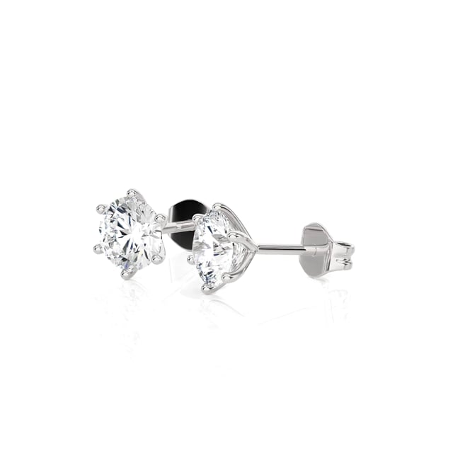 2.00 carat solitaire lab grown diamond earrings in white gold