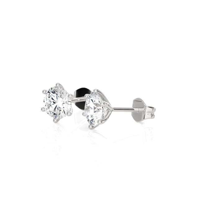 2.00 carats Boucles d'oreilles solitaires en or blanc avec diamants de laboratoire ronds