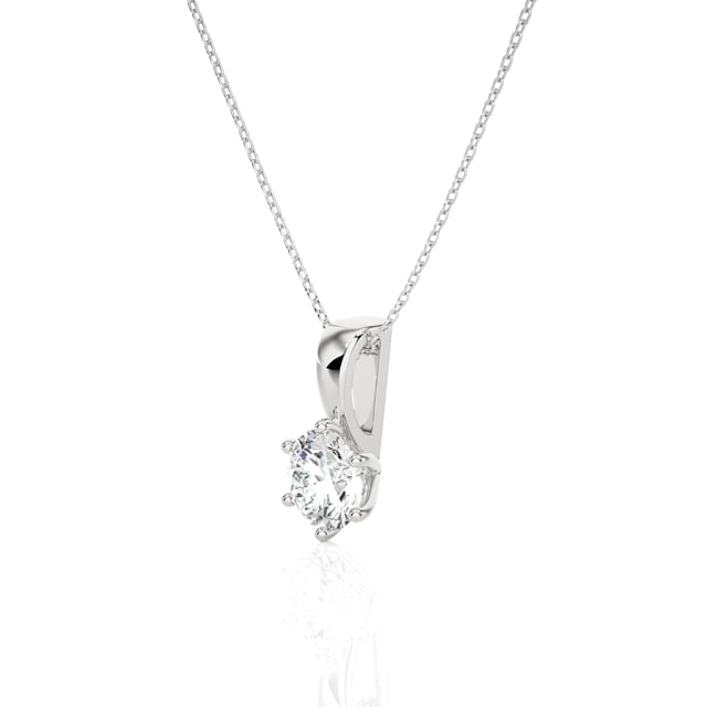 1.00 carat Pendentif solitaire en or blanc avec diamant de laboratoire rond