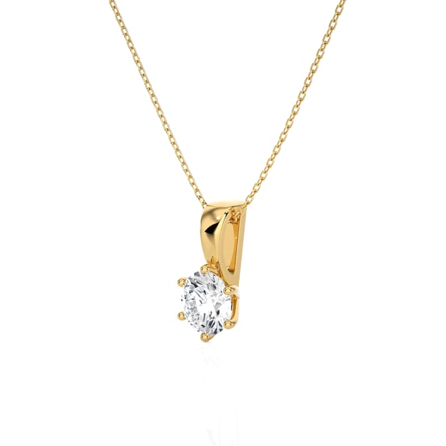 2.50 Karat Solitär Anhänger aus Gelbgold mit rundem laborgezüchtetem Diamant