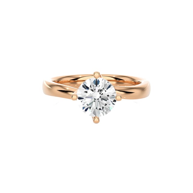 1.50 Karat Solitärring aus Rotgold mit rundem Labordiamant