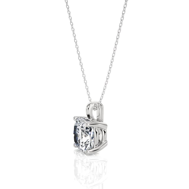 3.00 carat solitaire lab grown cushion cut diamond pendant in white gold