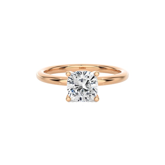 1.20 quilates anillo solitario diamante cojín cultivado en laboratorio en oro rojo