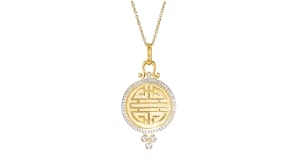 15 ct. t.w. Diamond Double Happiness Medallion Pendant Necklace in 18kt Gold Over Sterling