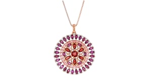 2.80 ct. t.w. Multi-Gemstone Cluster Pendant Necklace in 18kt Rose Gold Over Sterling