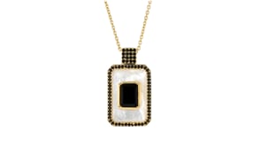 Mother-of-Pearl and Onyx Pendant Necklace with .70 ct. t.w. Black Spinel in 18kt Gold Over Sterling