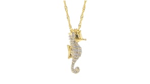 16 ct. t.w. Diamond Seahorse Pendant Necklace in 18kt Gold Over Sterling