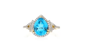 2.10 Carat Swiss Blue Topaz and .22 ct. t.w. Diamond Ring in 14kt Yellow Gold