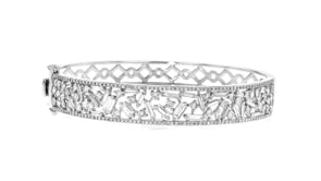 3.00 ct. t.w. Round and Baguette Diamond Bangle Bracelet in 14kt White Gold