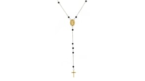 Italian Onyx Bead Rosary Necklace in 18kt Yellow Gold