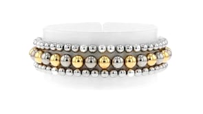 Italian Two-Tone Sterling Silver Jewelry Set Three 4-6mm Bead Stretch Bracelets